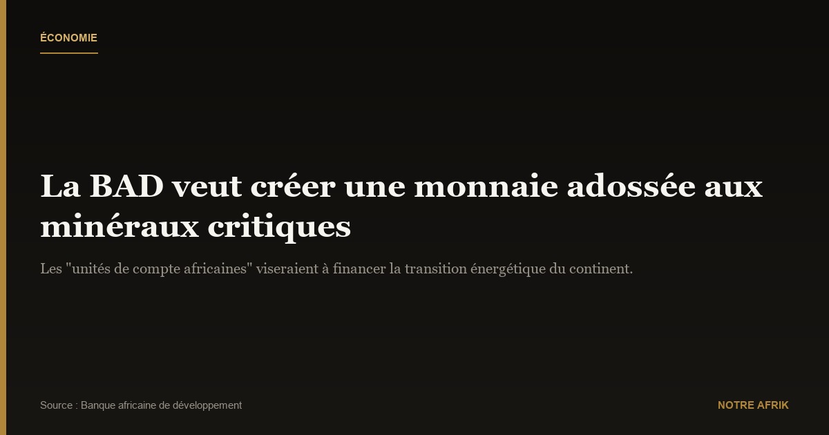 Afrique : la BAD envisage de créer une devise grâce aux minéraux critiques