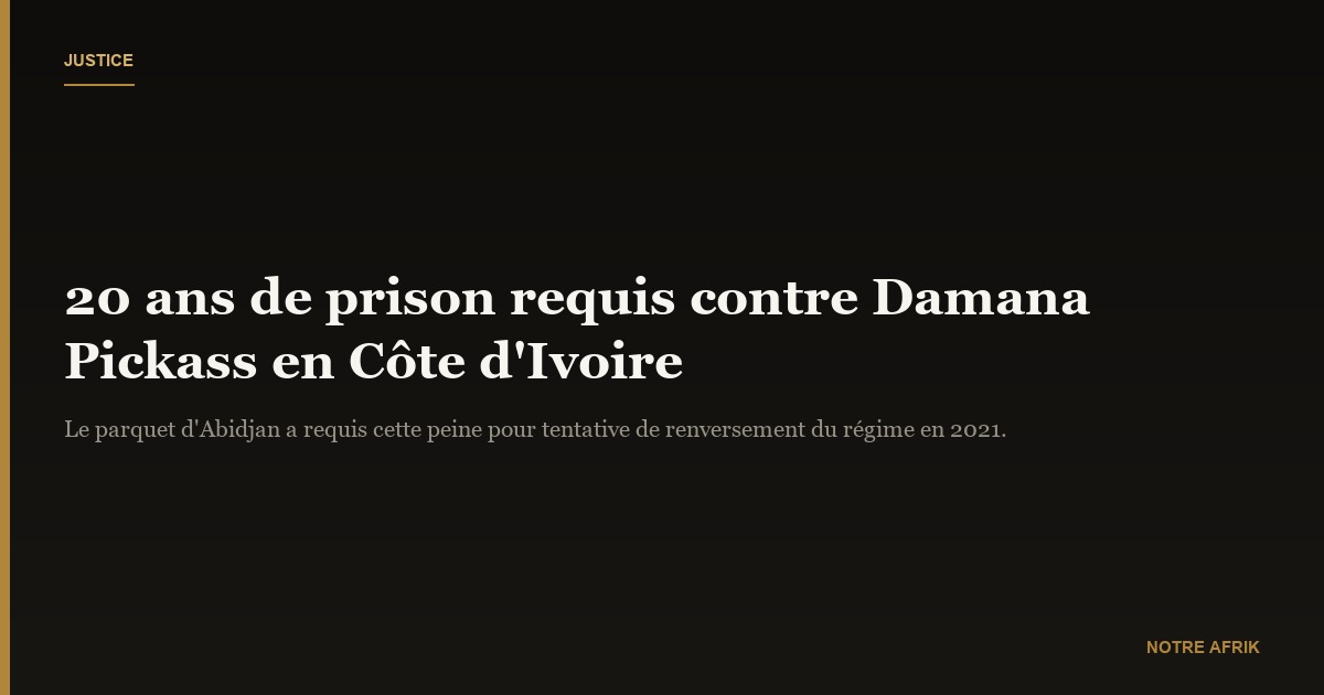 Côte d'Ivoire : 20 ans de prison requis contre Damana Pickass