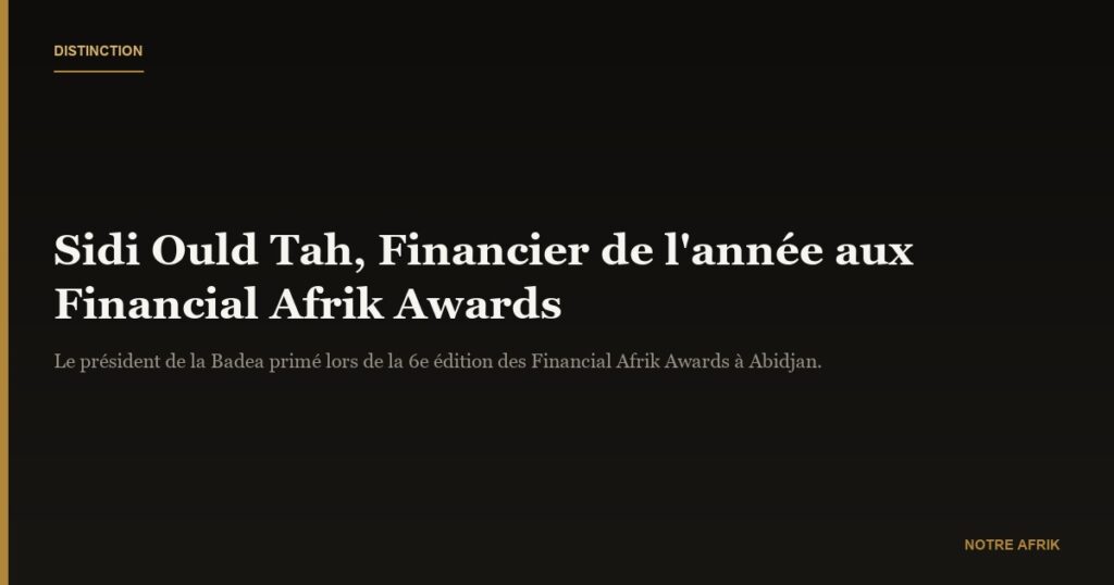 Distinction : le Dr Sidi Ould Tah élu Financier de l'année aux Financial Afrik Awards 6
