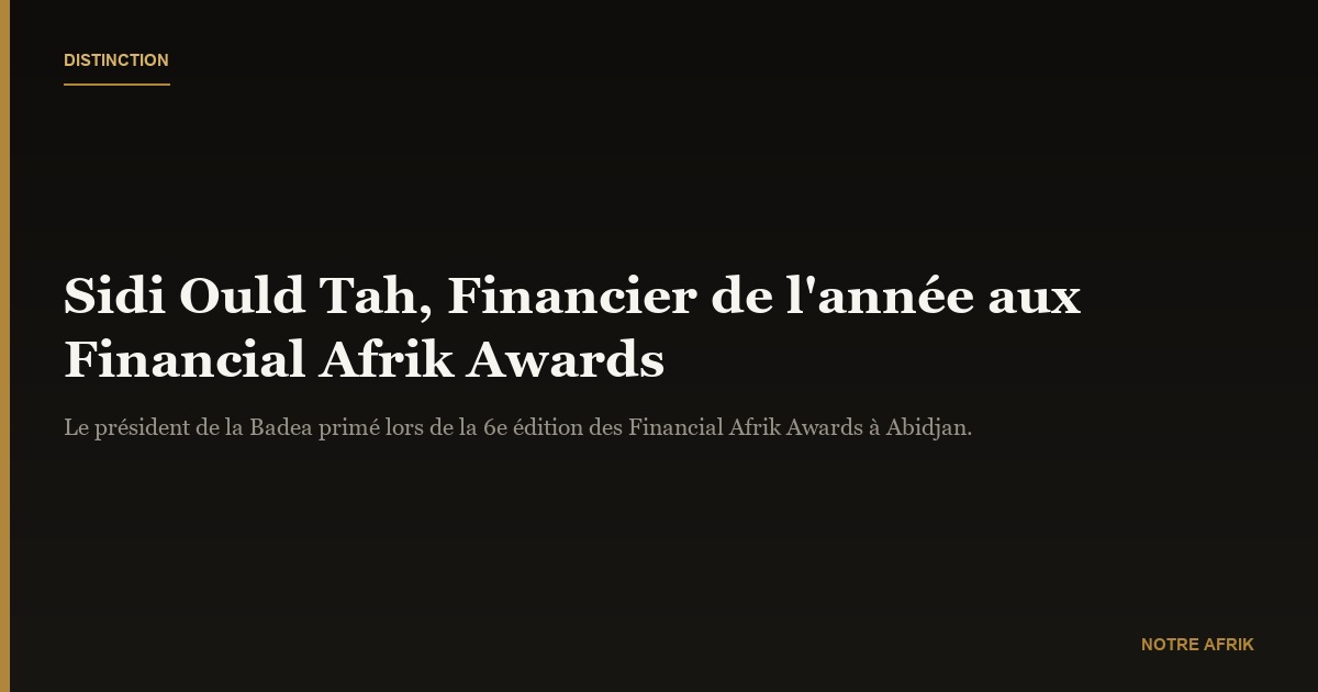 Distinction : le Dr Sidi Ould Tah élu Financier de l'année aux Financial Afrik Awards 6