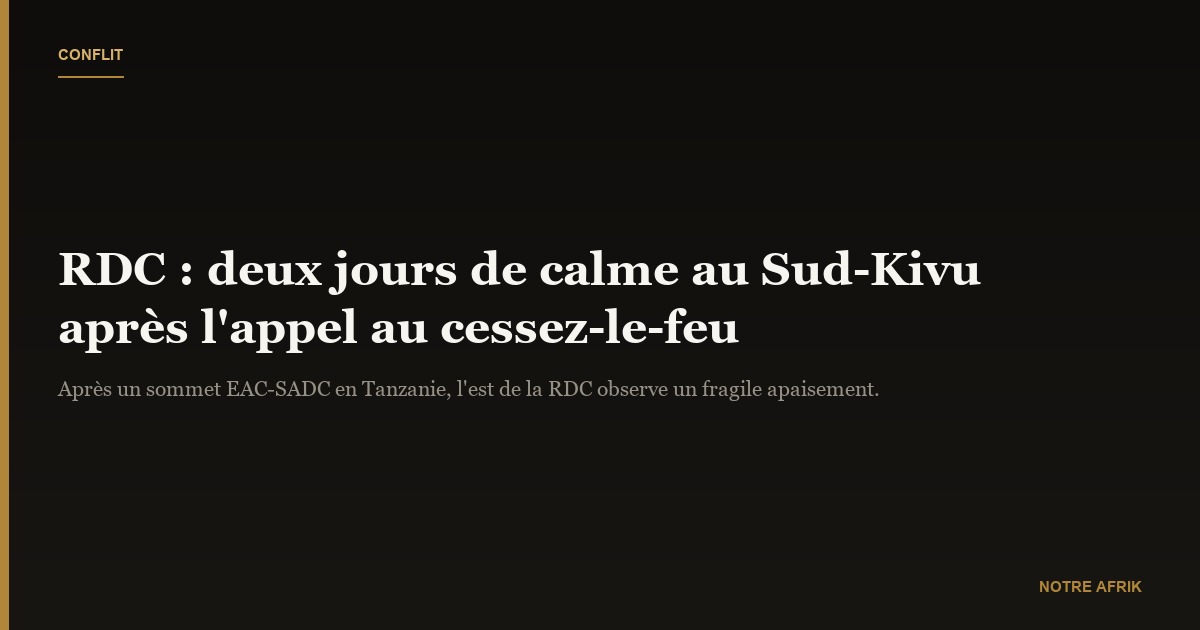 RDC : deuxième journée de calme après un appel régional à "un cessez-le-feu"