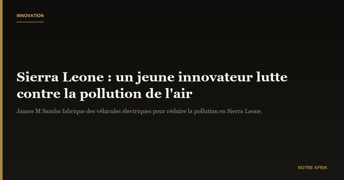 Sierra Leone : un jeune innovateur se bat contre la pollution de l’air