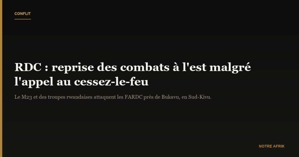RDC : de nouveaux affrontements mettent fin à l'accalmie à l'est