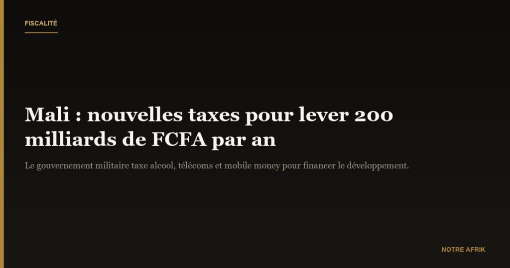 Mali : les autorités face aux critiques après l'instauration de nouvelles taxes