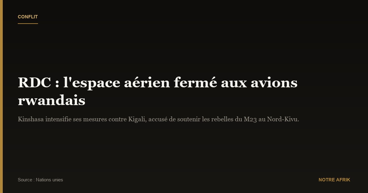 RDC : l'espace aérien fermé aux avions rwandais