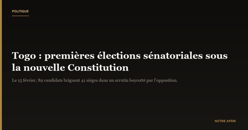 Togo : élections sénatoriales sous la nouvelle Constitution le 15 février