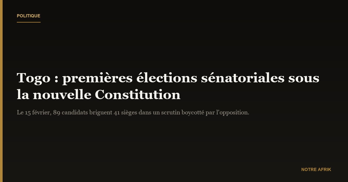 Togo : élections sénatoriales sous la nouvelle Constitution le 15 février