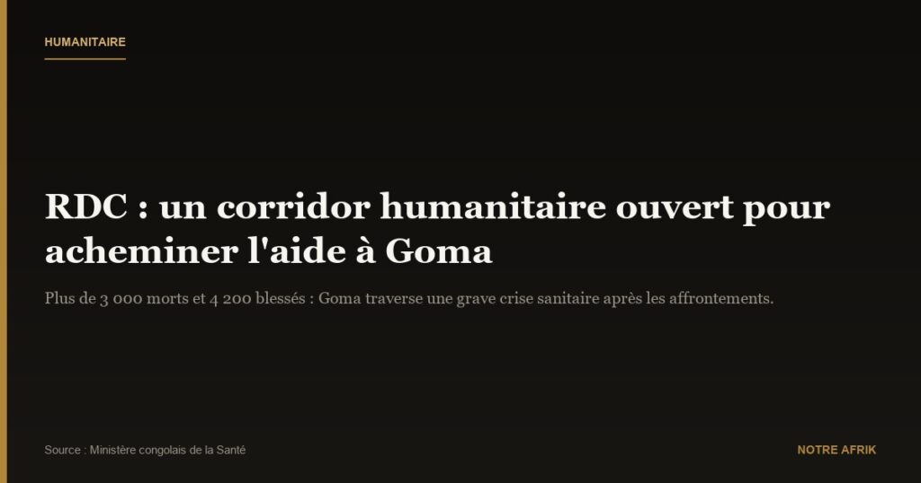 RDC : création d'un corridor humanitaire pour Goma