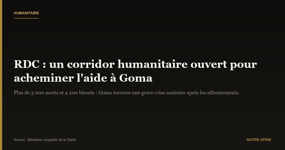 RDC : création d'un corridor humanitaire pour Goma