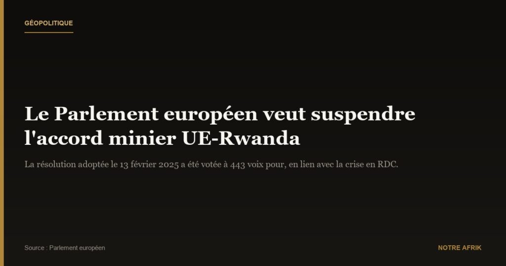 RDC : le Parlement européen demande la suspension du contrat minier avec le Rwanda