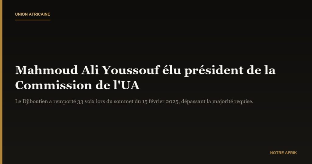 Union africaine : Mahmoud Ali Youssouf engagé pour renforcer la gouvernance et l'avenir du continent