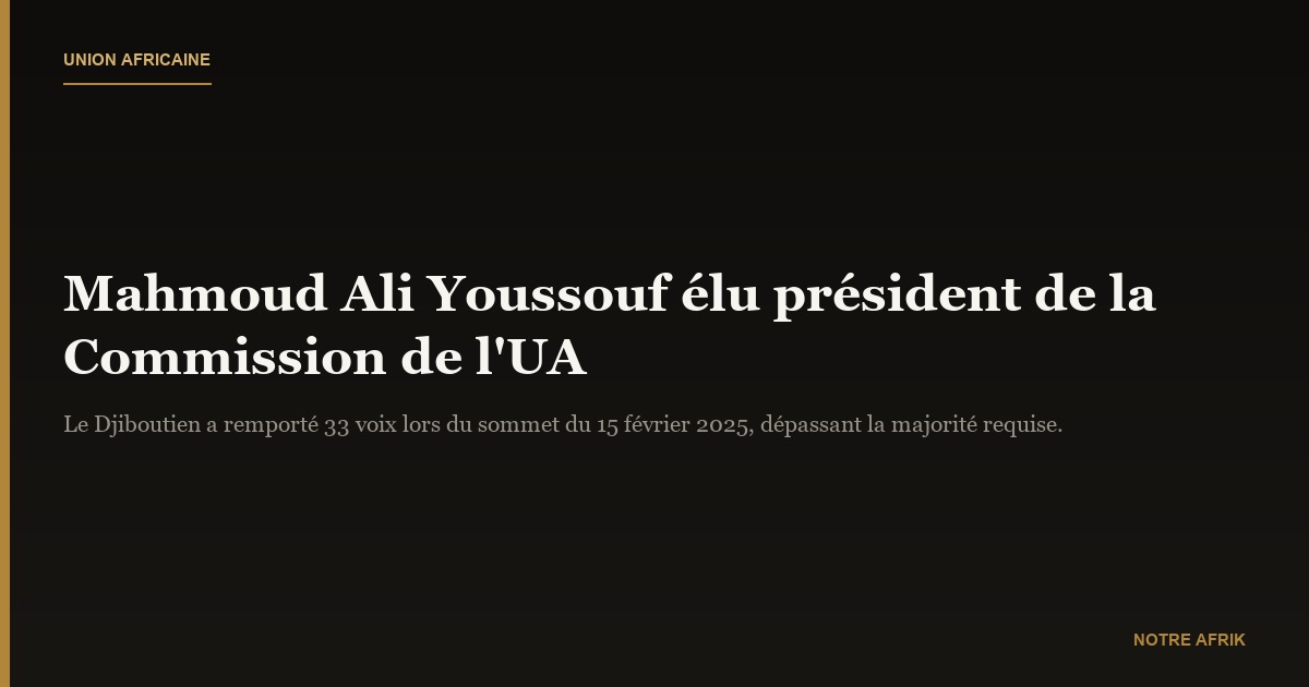 Union africaine : Mahmoud Ali Youssouf engagé pour renforcer la gouvernance et l'avenir du continent