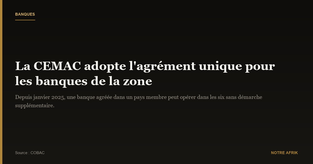 Cemac : les banques autorisées à ouvrir des succursales avec un seul agrément