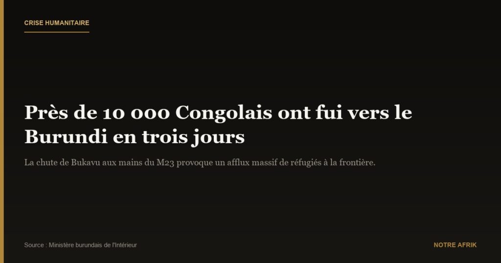 RDC : en trois jours, près de 10.000 personnes sont entrées au Burundi
