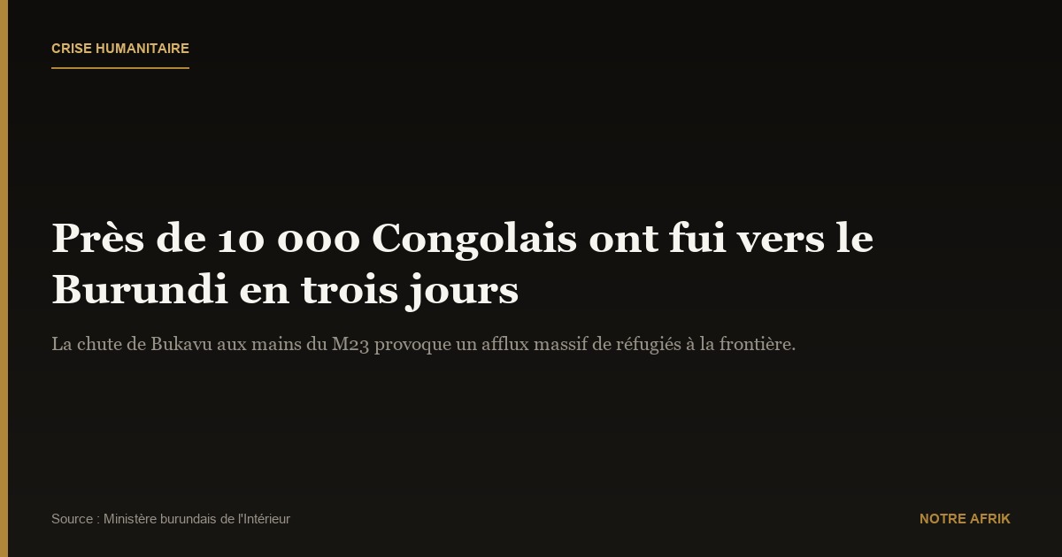 RDC : en trois jours, près de 10.000 personnes sont entrées au Burundi