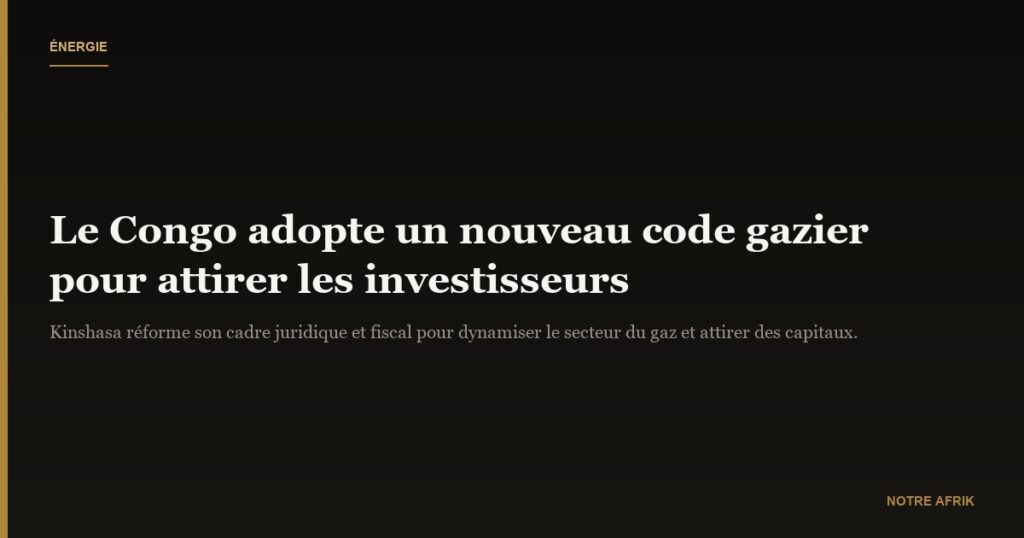 Congo : adoption d'un nouveau code gazier