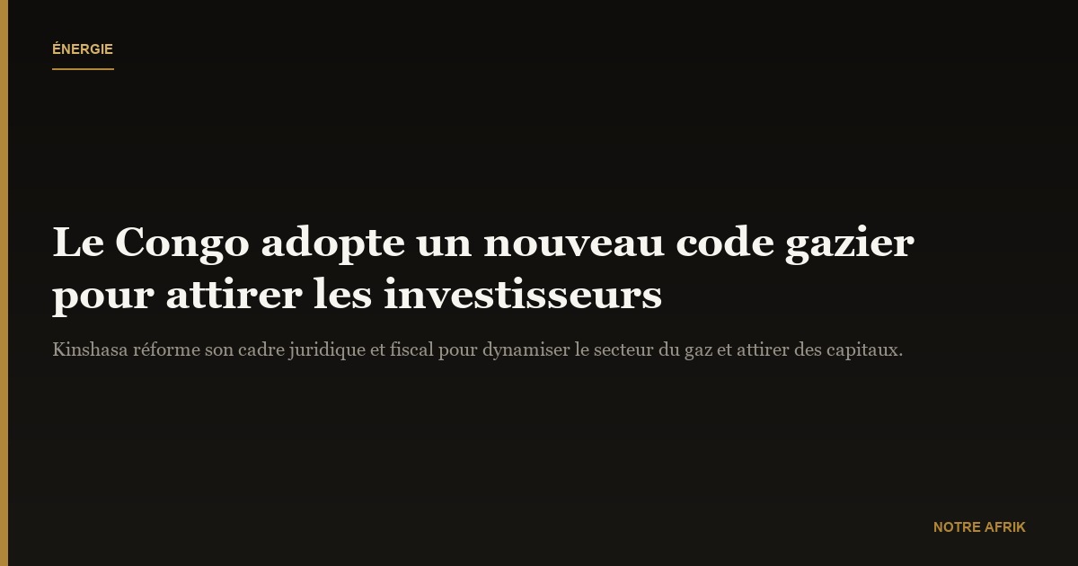 Congo : adoption d'un nouveau code gazier