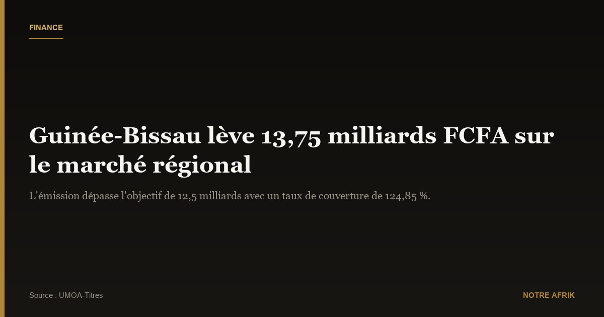 Guinée-Bissau : mobilisation de plus de 13 milliards sur le marché régional