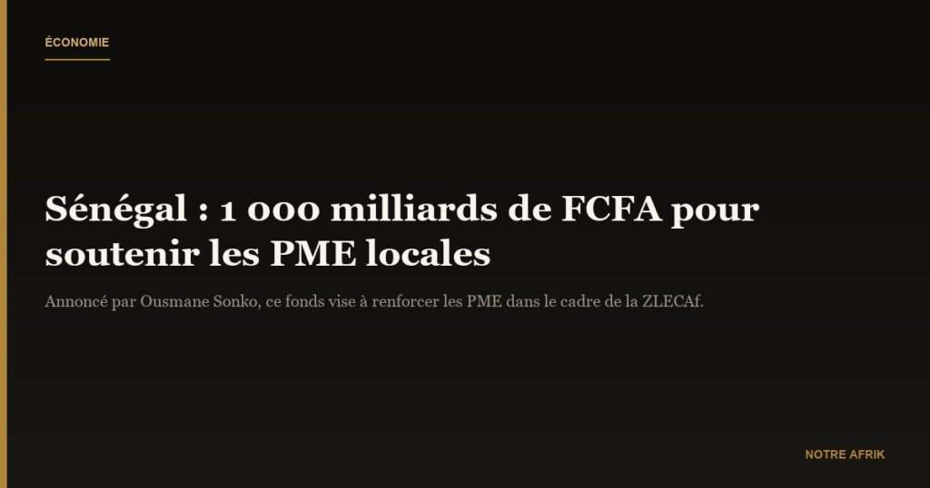 Sénégal : 1 000 milliards de francs CFA pour soutenir les PME locales