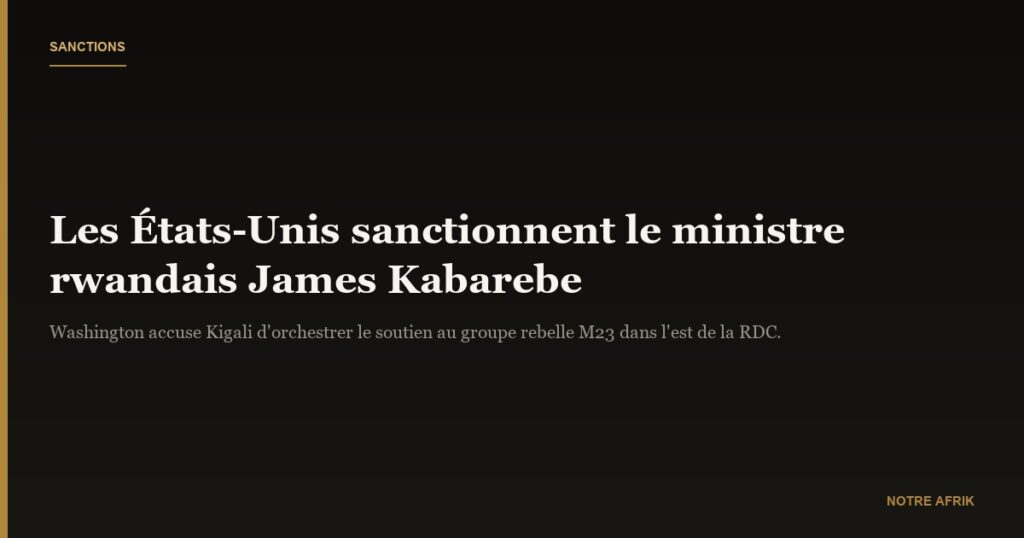 RDC : les États-Unis sanctionnent le ministre rwandais James Kabarebe