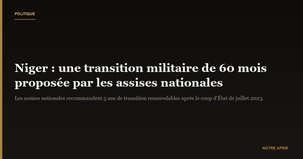 Niger : les militaires au pouvoir s'accordent au moins 5 ans de plus
