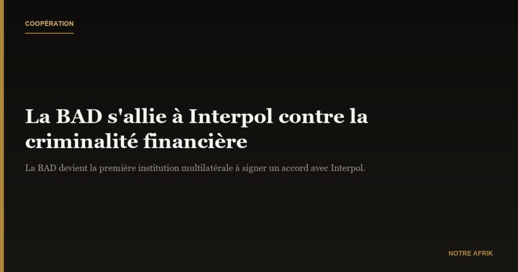 Afrique : la BAD s'allie à Interpol pour lutter contre la criminalité financière et la corruption