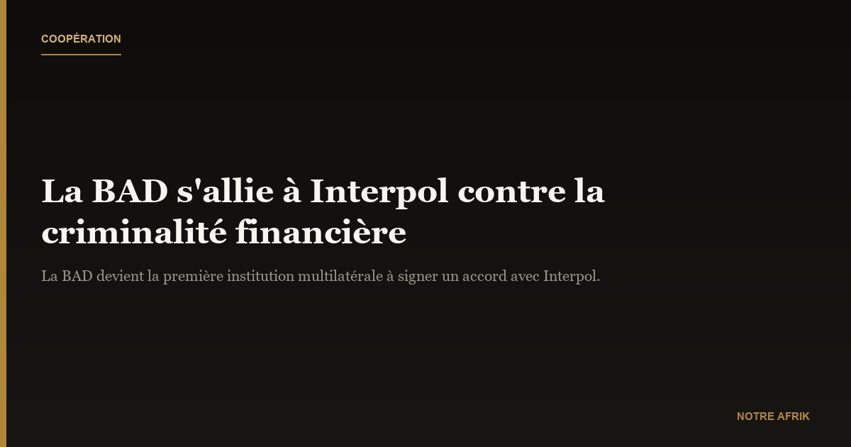 Afrique : la BAD s'allie à Interpol pour lutter contre la criminalité financière et la corruption