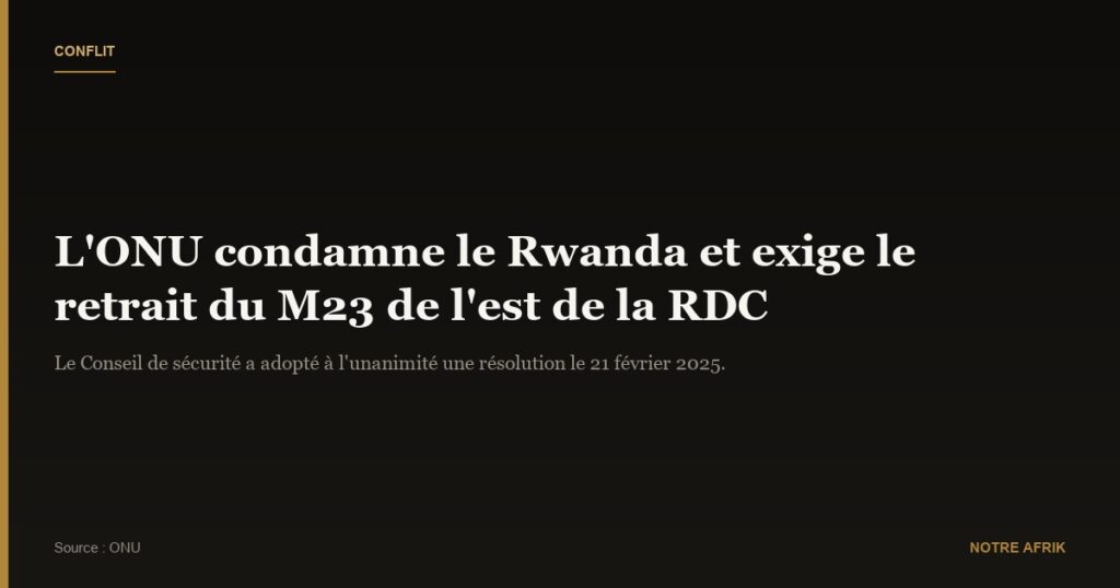 RDC : le Conseil de sécurité de l'ONU condamne le Rwanda