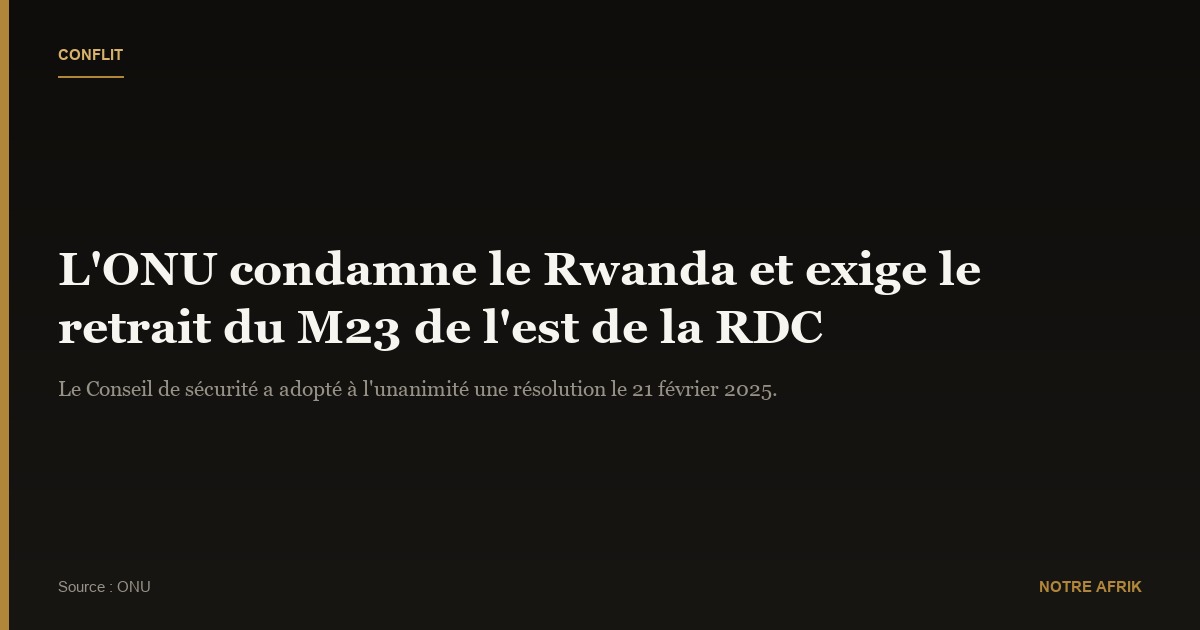 RDC : le Conseil de sécurité de l'ONU condamne le Rwanda