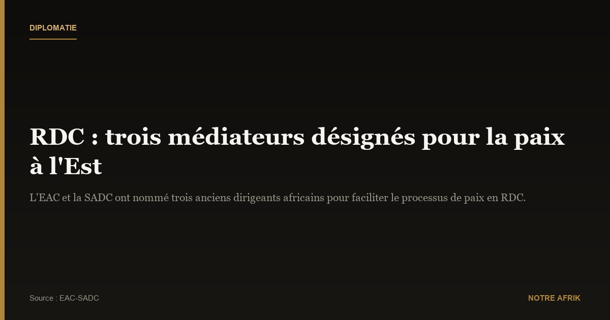RDC : Trois anciens leaders africains désignés médiateurs pour la crise