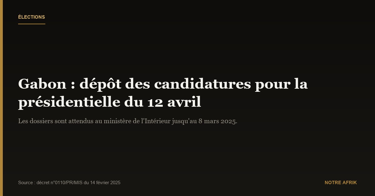 Gabon : les candidatures pour l'élection présidentielle s'ouvrent ce jeudi
