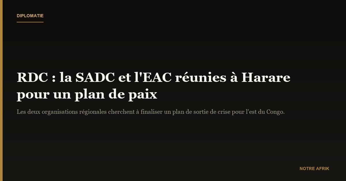 RD Congo : la SADC et l’EAC en réunion à Harare ce vendredi