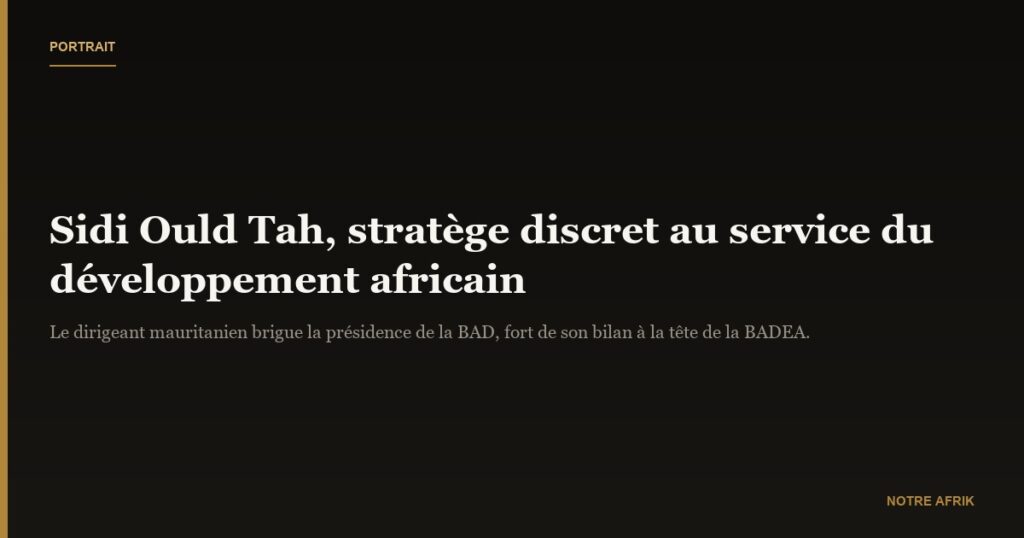 Sidi Ould Tah : un stratège du développement