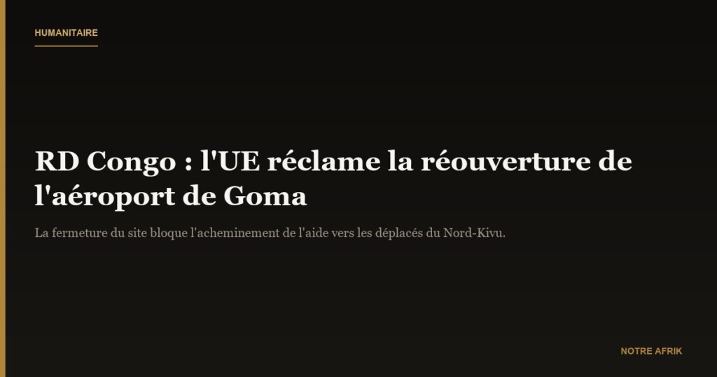 RD Congo : l’UE demande la réouverture de l’aéroport de Goma
