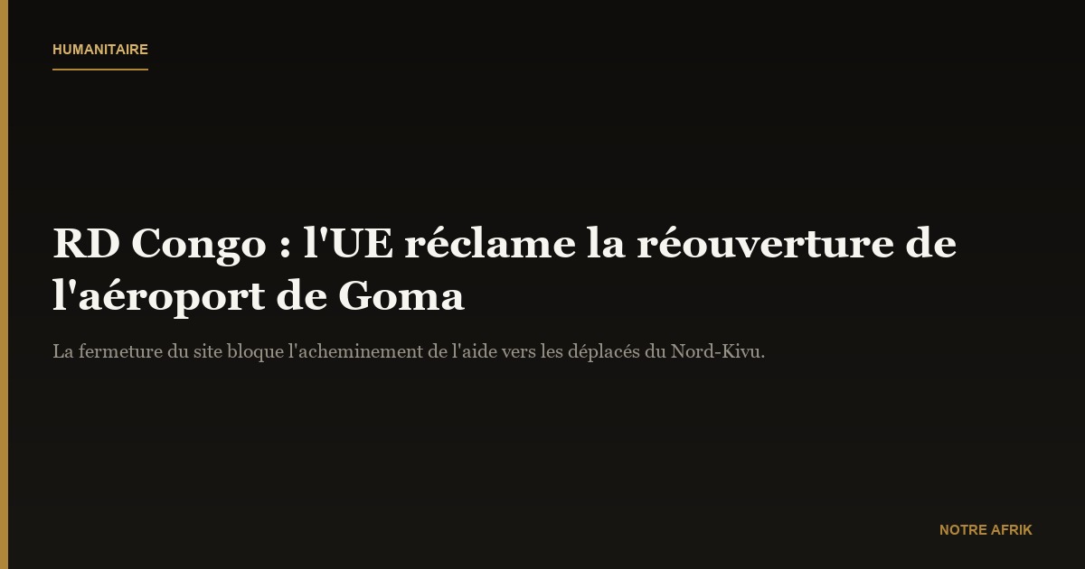 RD Congo : l’UE demande la réouverture de l’aéroport de Goma