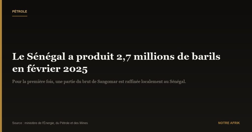 Pétrole : le Sénégal a produit 2,7 millions de barils en février