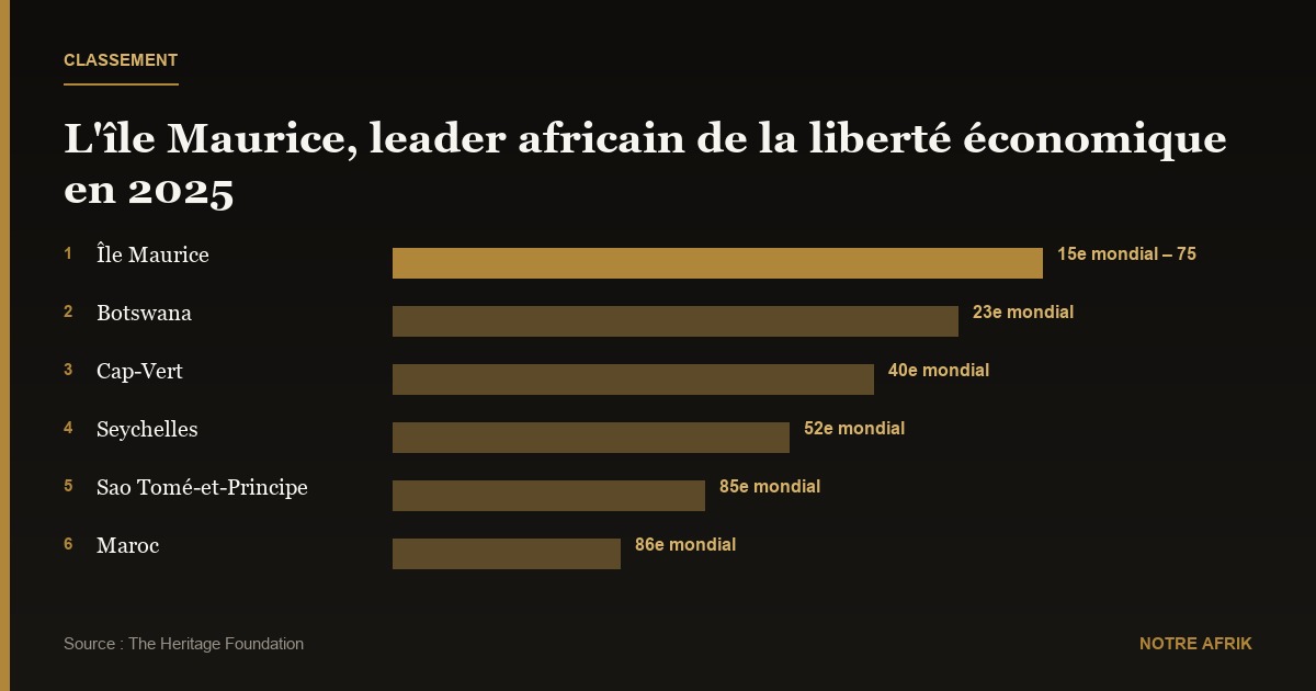 Classement : l'île Maurice leader africain en liberté économique en 2025