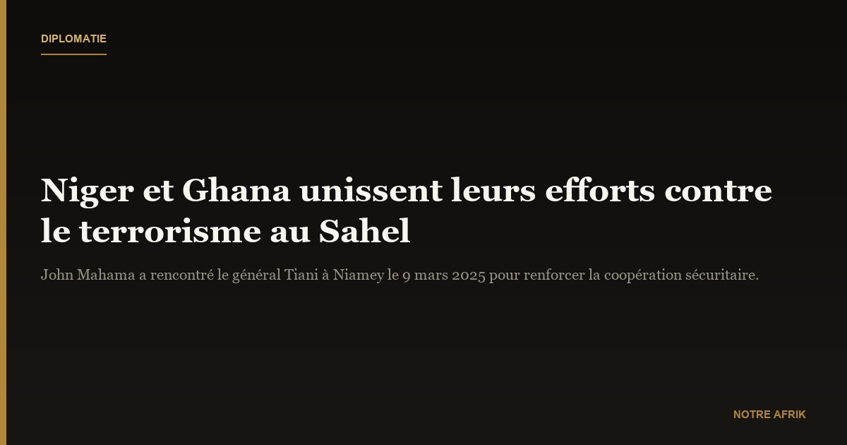 Coopération : le Niger et le Ghana renforcent leur lutte contre le terrorisme au Sahel