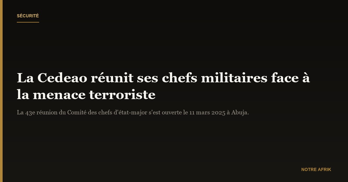 Sécurité : la Cedeao se penche sur la menace croissante du terrorisme