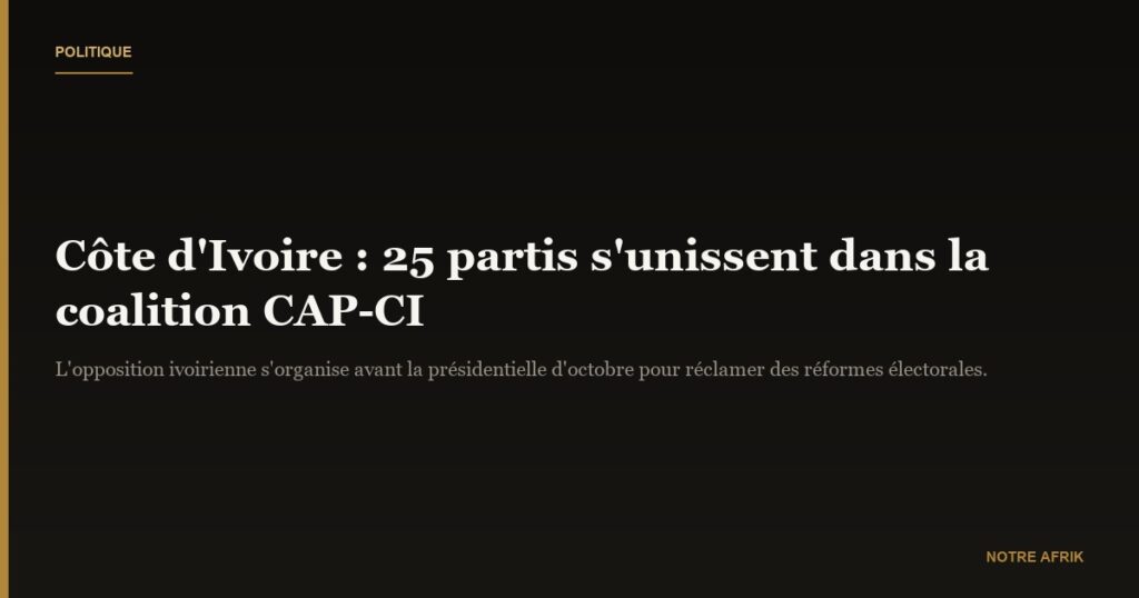 Côte d'Ivoire : des partis d'opposition unissent leurs forces au sein d'une coalition