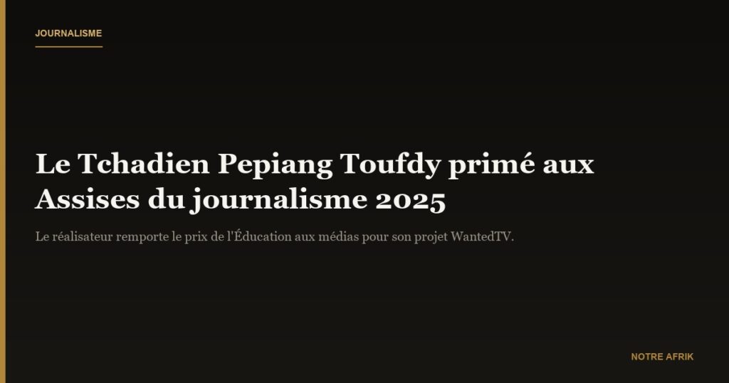 Assises du journalisme 2025 : le Tchadien Pepiang Toufdy primé en France