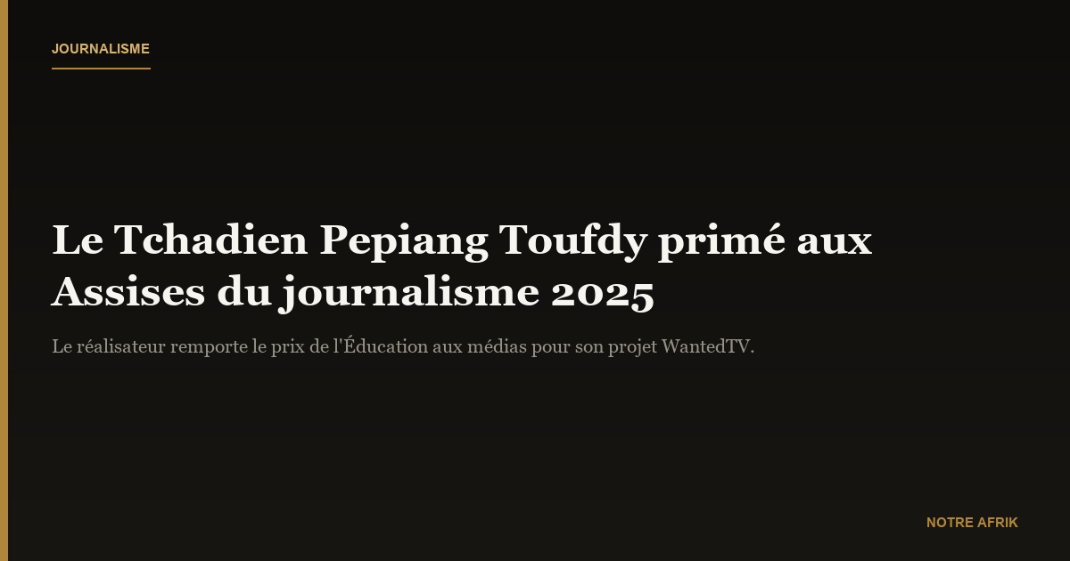 Assises du journalisme 2025 : le Tchadien Pepiang Toufdy primé en France