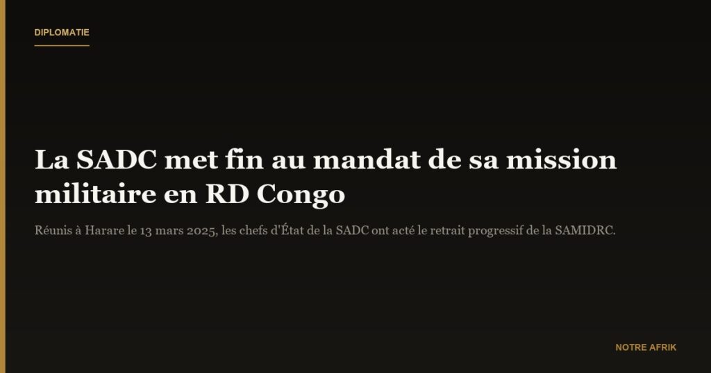 RD Congo : fin du mandat de la mission de la SAMIDRC