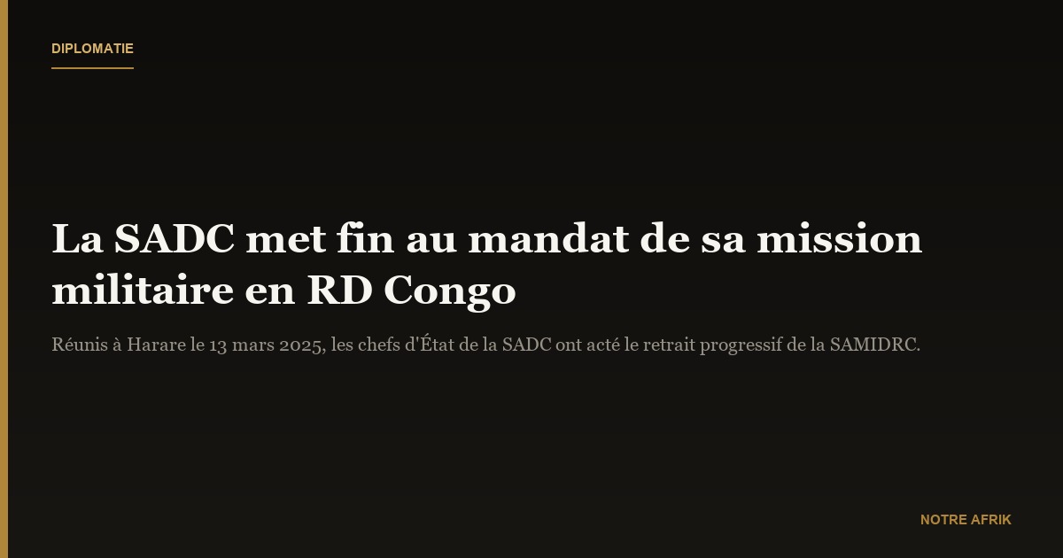 RD Congo : fin du mandat de la mission de la SAMIDRC