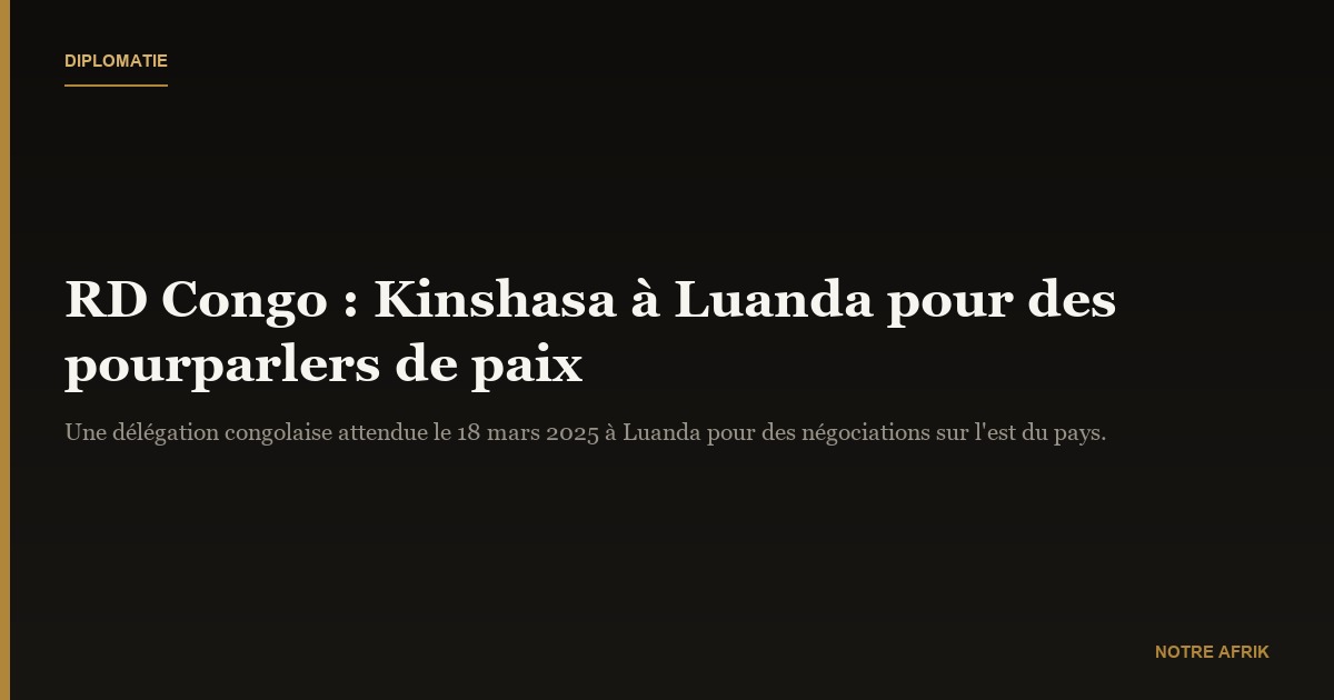 RD Congo : Kinshasa sera représentée ce mardi à Luanda