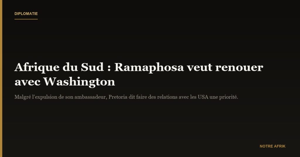 Diplomatie : l’Afrique du Sud souhaite de bonnes relations avec les USA