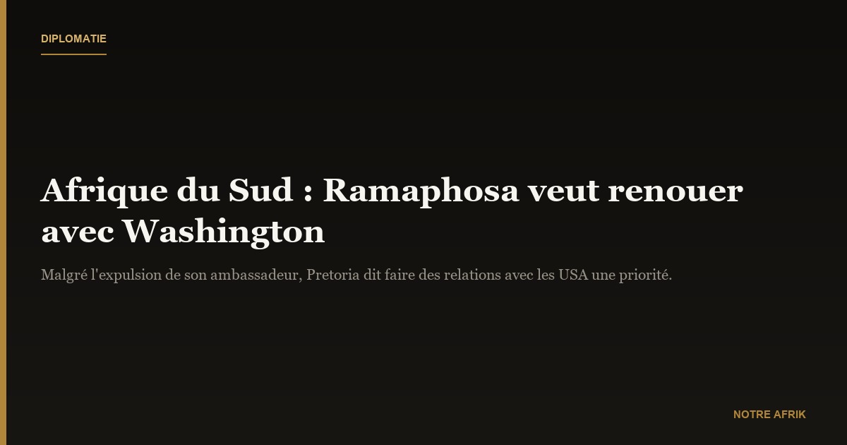 Diplomatie : l’Afrique du Sud souhaite de bonnes relations avec les USA