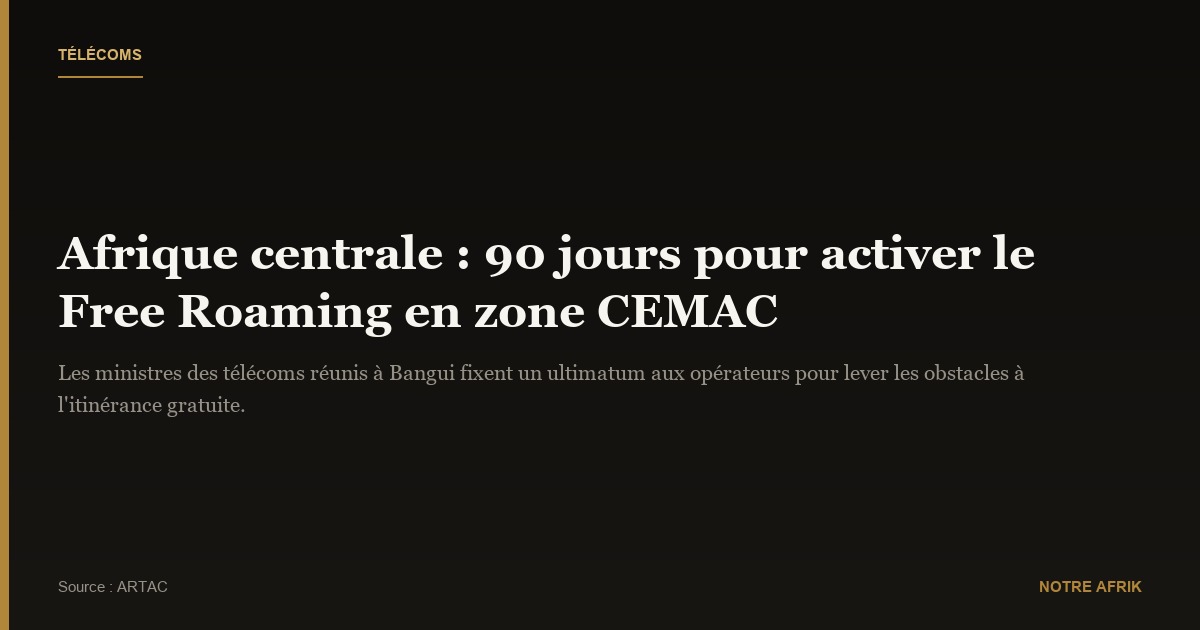 Afrique centrale : les télécoms ont trois mois pour activer le Free Roaming