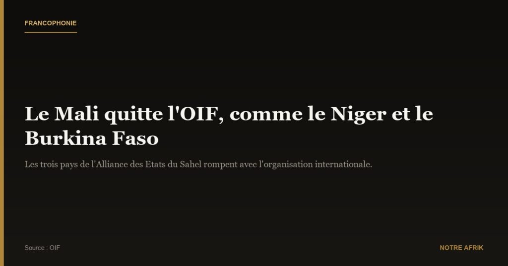 Francophonie : le Mali quitte l’organisation comme ses alliés nigérien et burkinabè