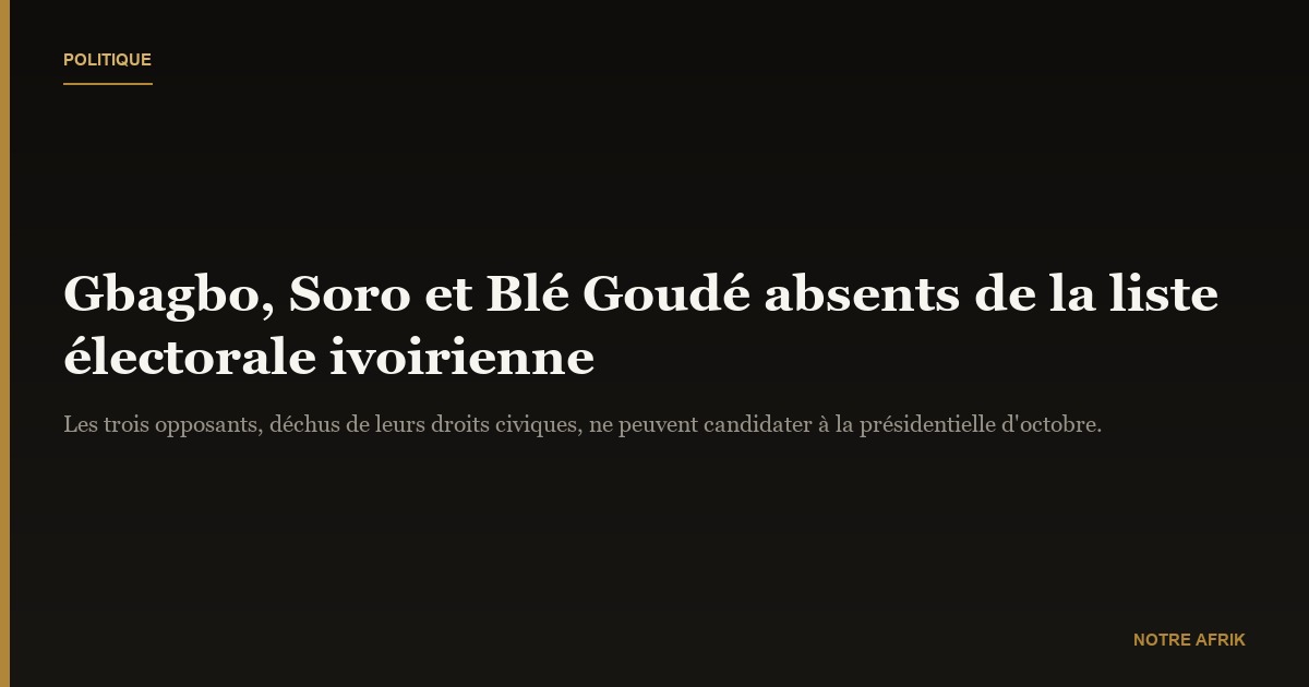 Côte d'Ivoire : Gbagbo, Soro, et Blé Goudé n’ont pas leurs noms sur la liste électorale